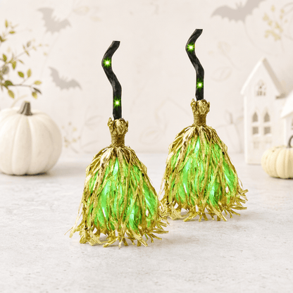 Balai de sorcière animé et lumineux pour une décoration d’Halloween