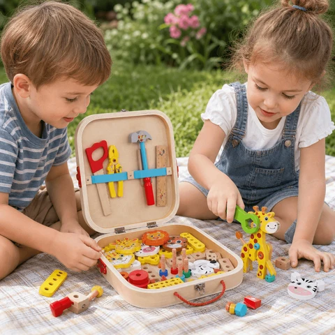 Jeu de Construction en Bois pour Enfants Animaux à Assembler
