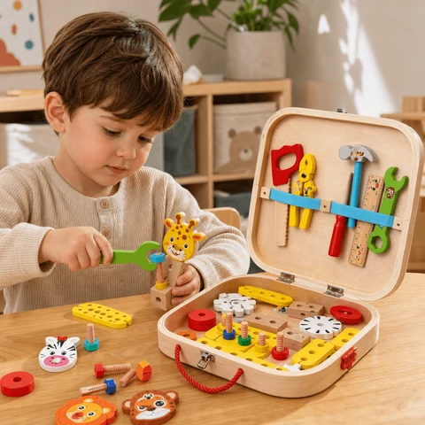 Jeu de Construction en Bois pour Enfants Animaux à Assembler