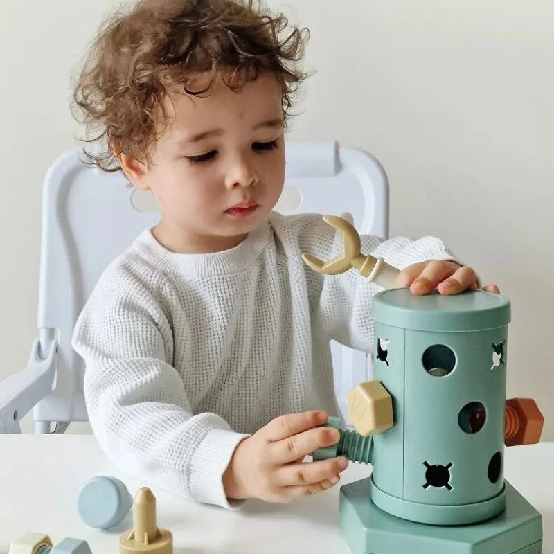 Jouet Montessori magnétique avec éléments à visser et à faire coulisser
