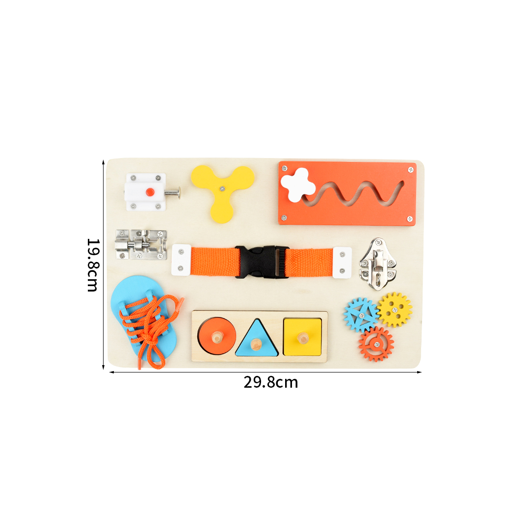 Tableau d’activités Montessori en bois adapté aux jeux d’éveil