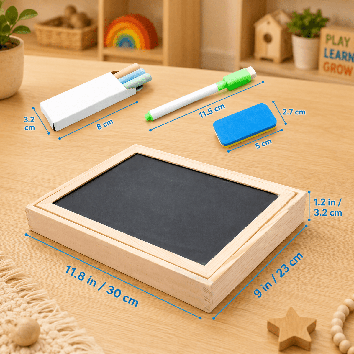 Tableau magnétique en bois utilisé pour un jeu éducatif inspiré Montessori