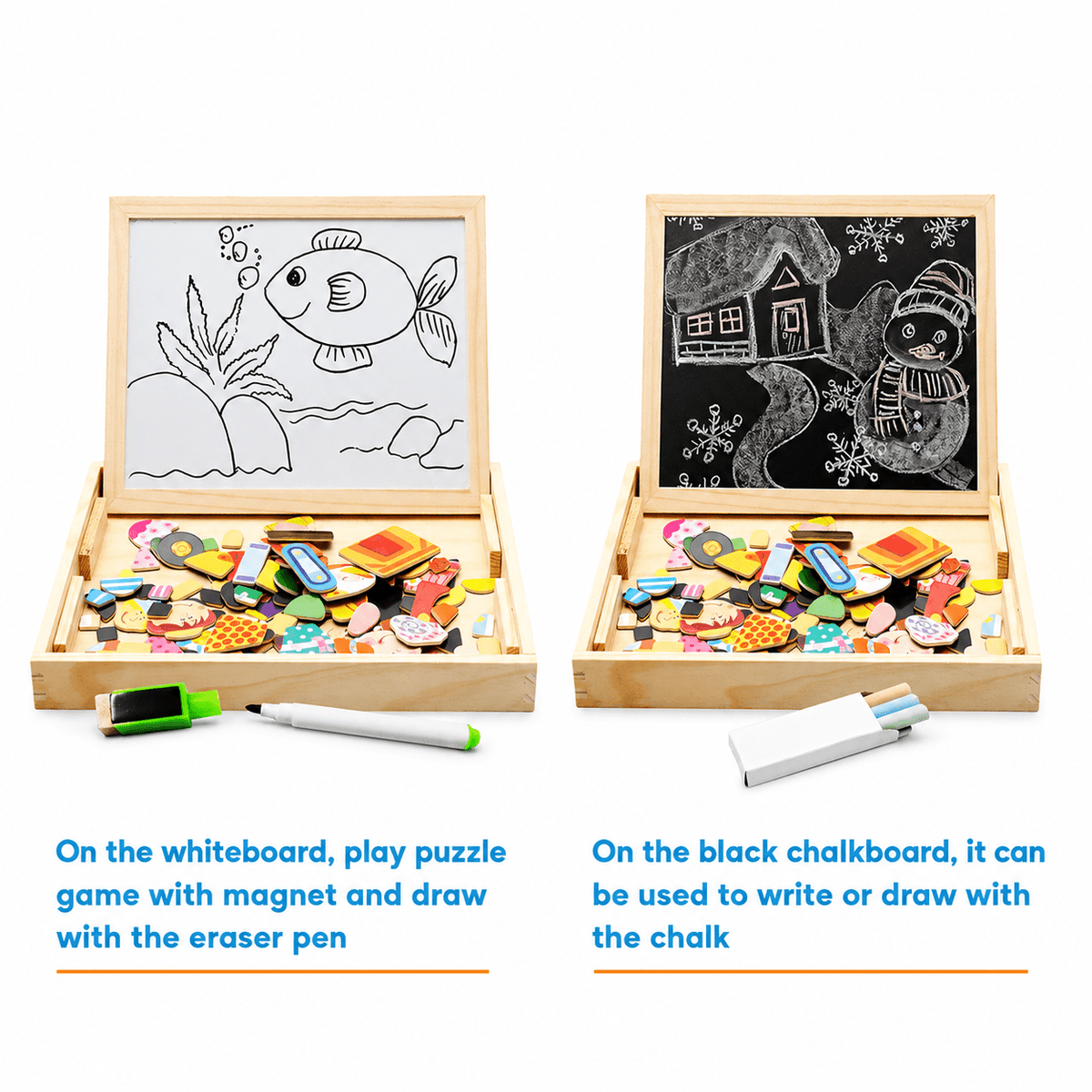 Détails du tableau de dessin double face adapté aux activités créatives