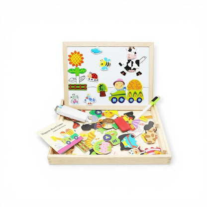 Tableau de dessin magnétique double face en bois présenté de face