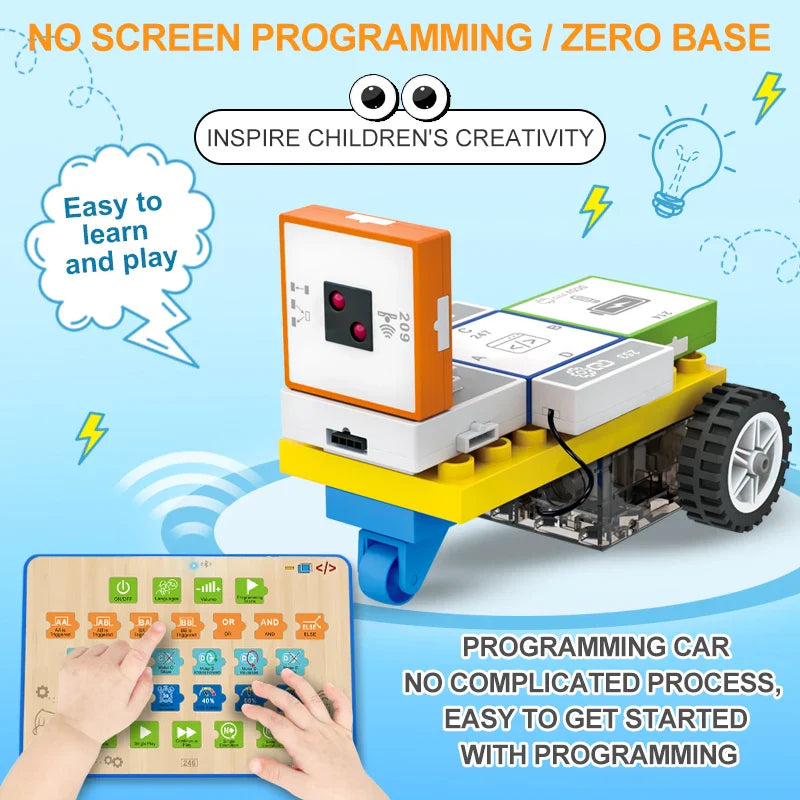 Pièces du kit robotique présentées pour une activité STEM