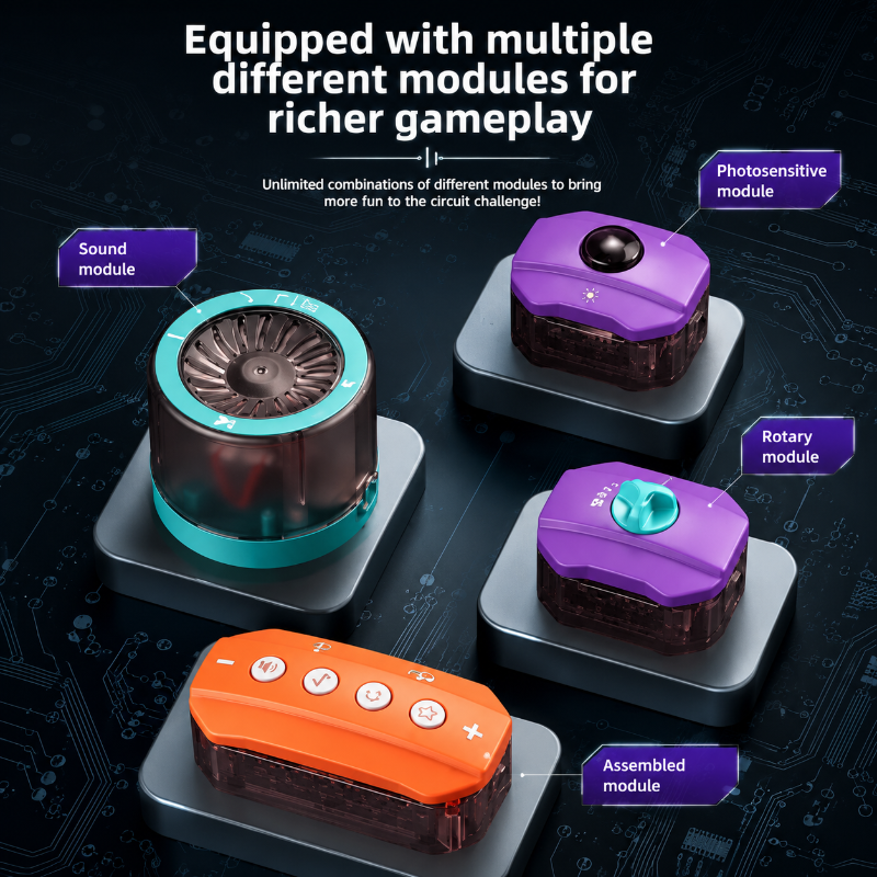 Enfant explorant les composants du kit de circuits à clipser