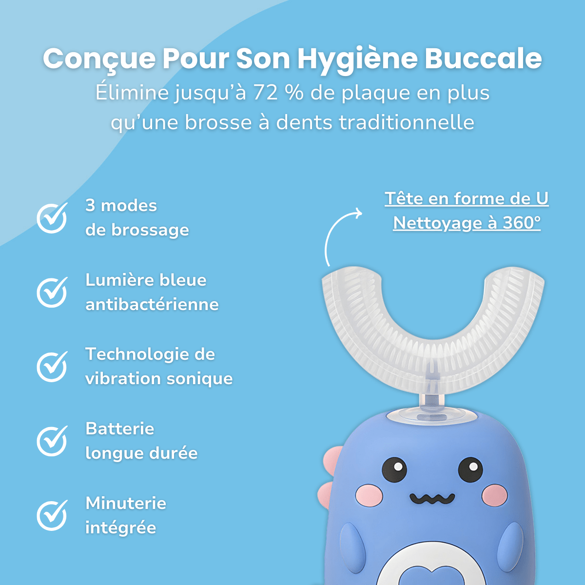 SuperDino™ | Brosse à Dents Électrique - Enfant Joyeux FR