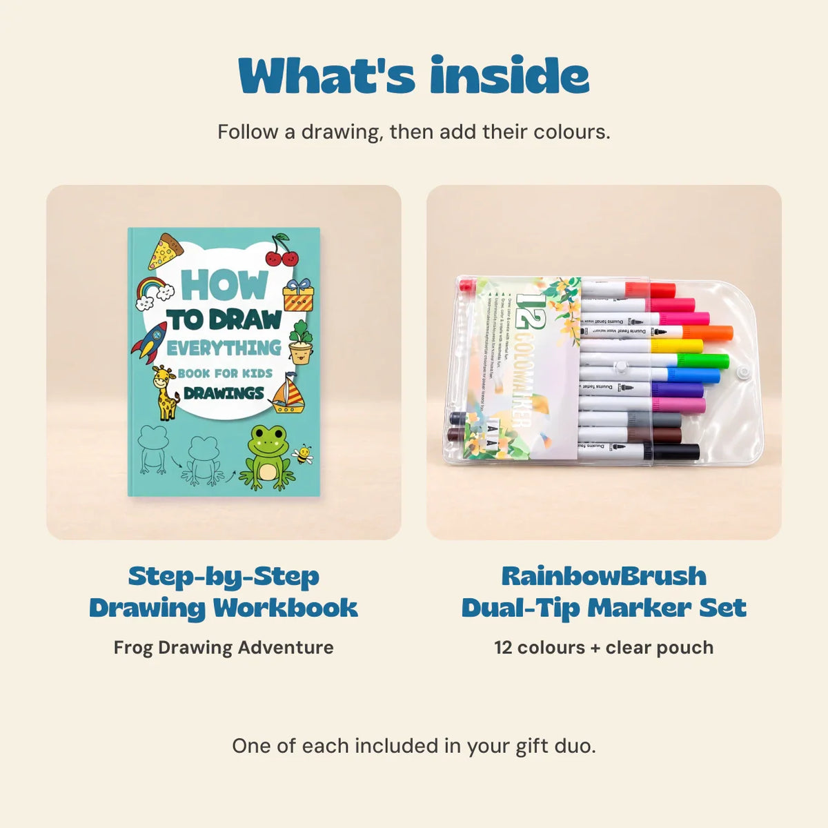 Guide de dessin inclus dans le coffret créatif pour enfant